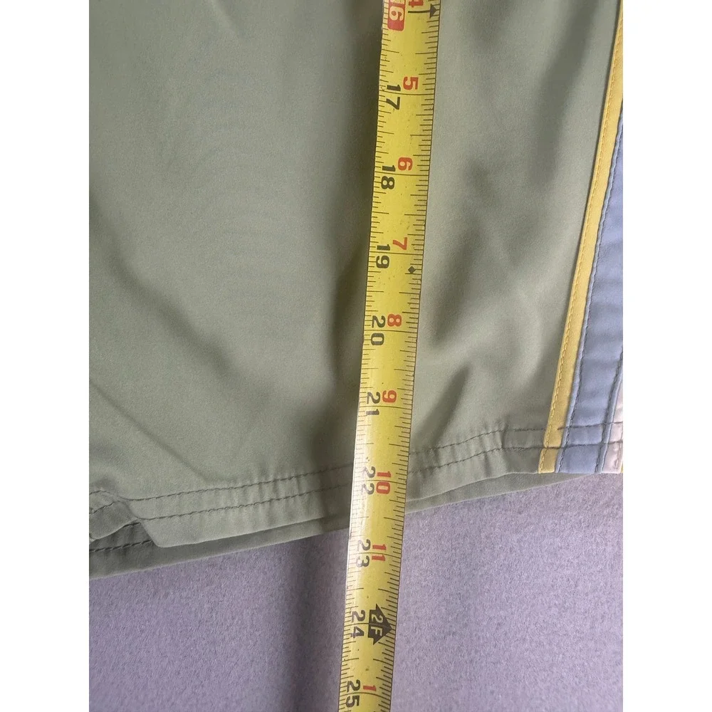 Vintage Rusty Mens Board Shorts Sage Green Striped Surf Swim Trunks Size 36